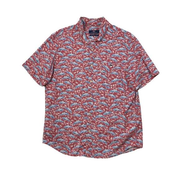 Vineyard Vines Shirt Mens M Melon Classic Fit Tucker Button Down Stretch Cotton - Picture 1 of 10